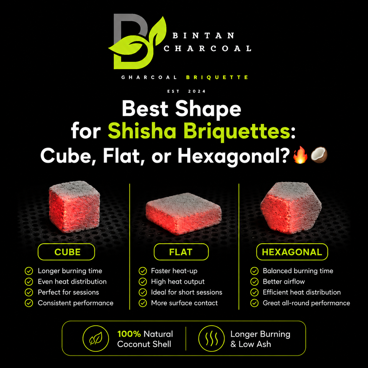 best shape for shisha charcoal