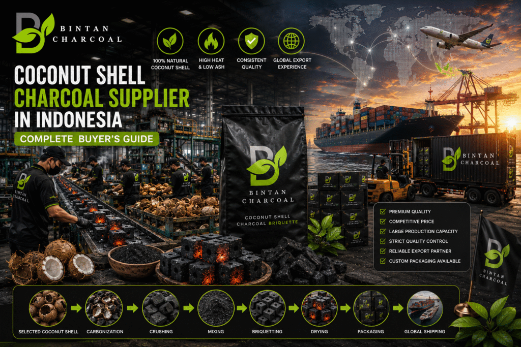 indonesia coconut shell charcoal briquette supplier