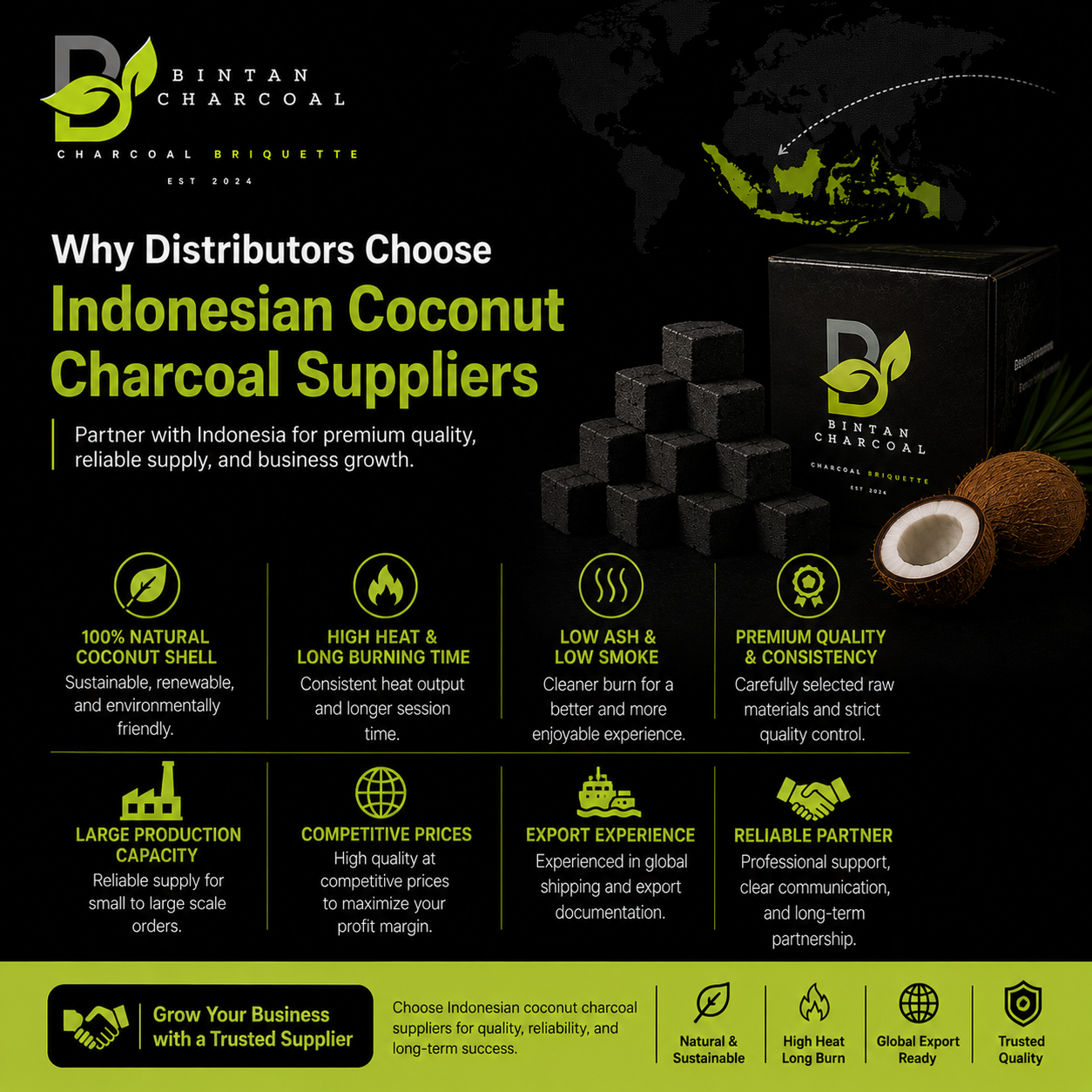 Why Distributors Choose Indonesian Coconut Charcoal Suppliers
