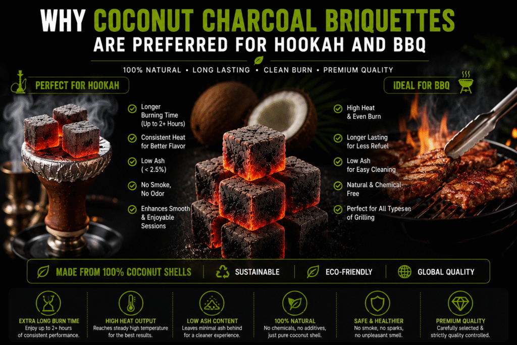 Why Coconut Charcoal Briquettes Are Preferred for Hookah and BBQ