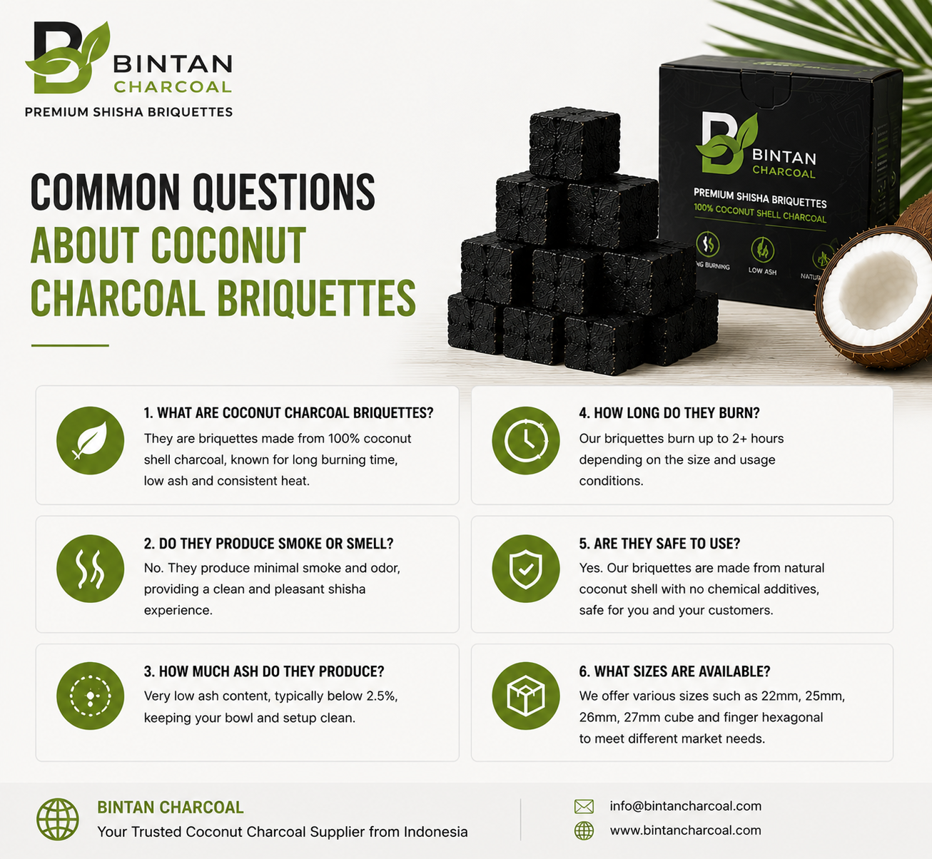 Common Questions About Coconut Charcoal Briquettes