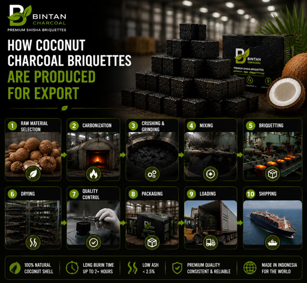 How Coconut Charcoal Briquettes Are Produced for Export