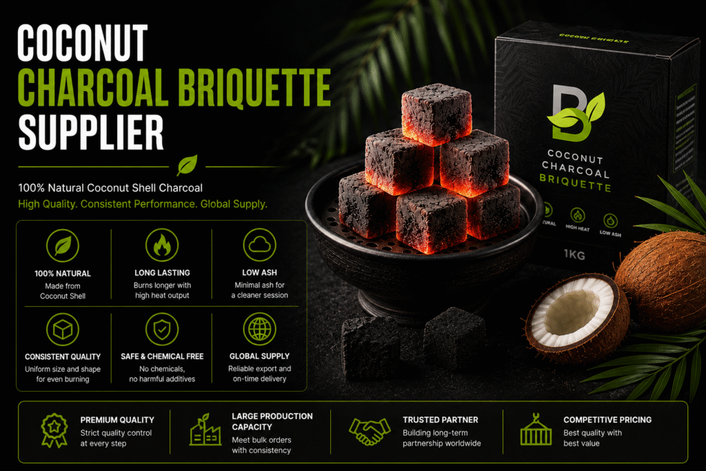 Coconut Charcoal Briquette Supplier | Premium Indonesia Exporter