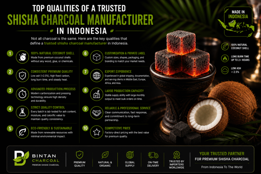 Top Qualities of a Trusted Shisha Charcoal Manufacturer in Indonesia