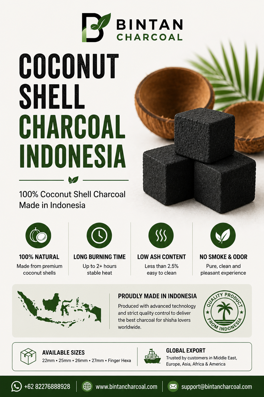 Coconut Shell Charcoal Indonesia | Premium Shisha Charcoal