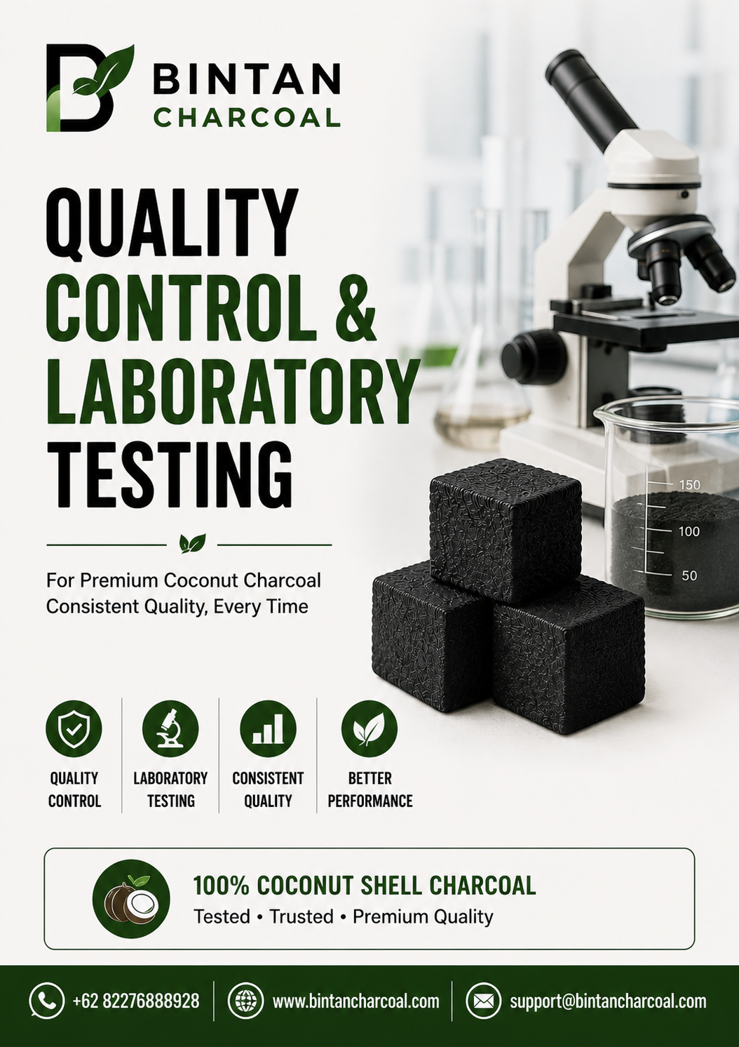 Control & Laboratory Testing for Coconut Charcoal