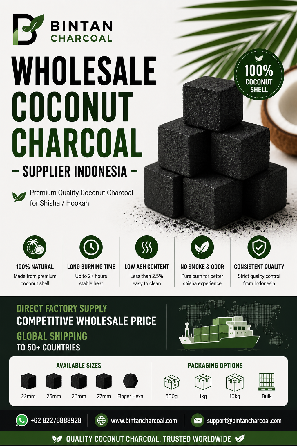 Wholesale Coconut Charcoal Supplier Indonesia