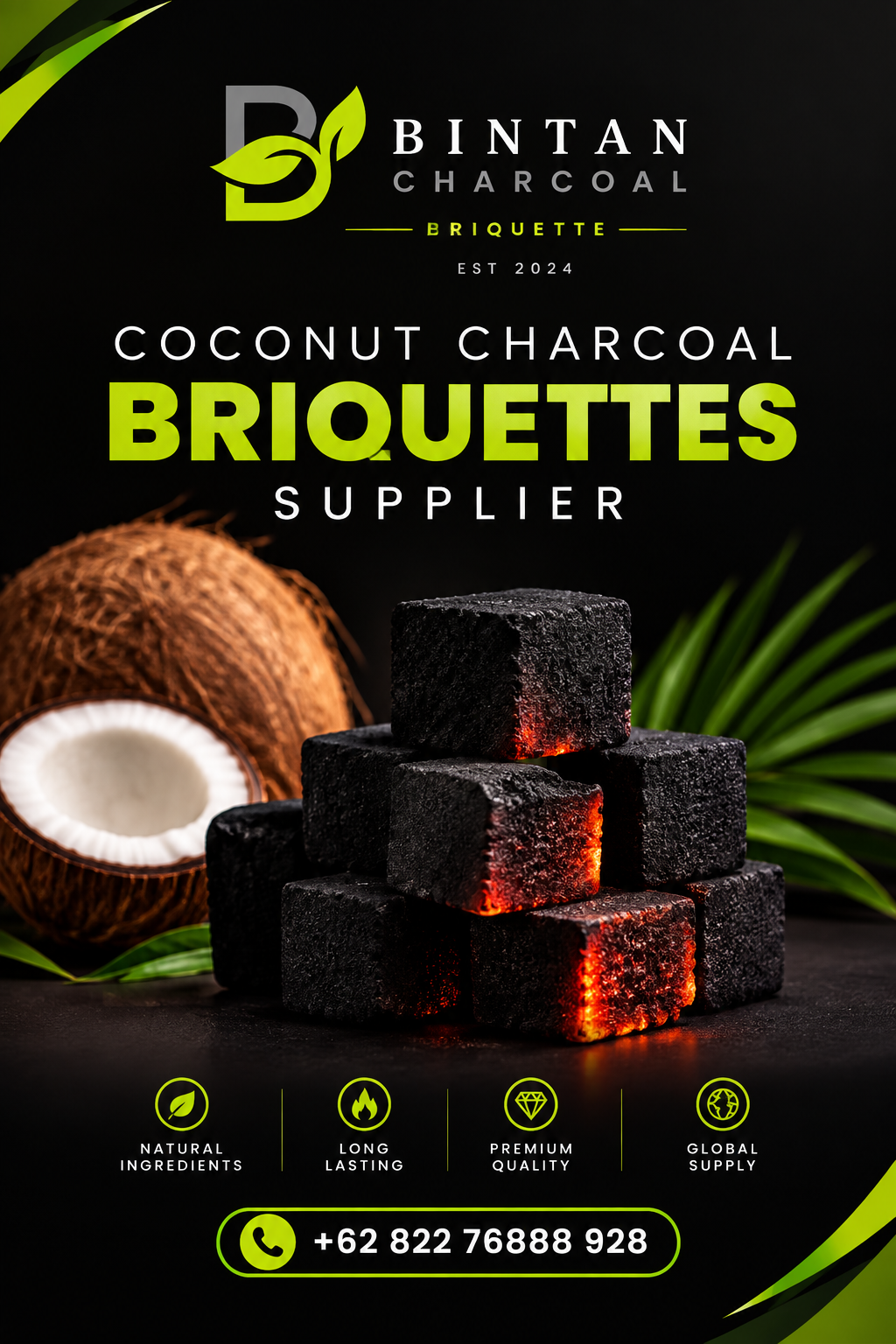 Coconut Charcoal Briquettes Supplier | Premium Hookah & BBQ Charcoal
